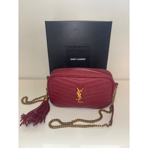 SAINT LAURENT Mono Roux Chain Shoulder Bag Bordeaux 6125791GF076008U Red AUTH - Picture 1 of 8